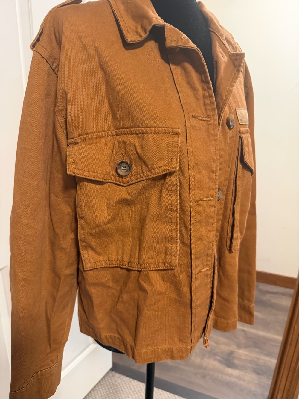 Lulus Rust Utility Jacket | Button Front | Lightweight | Size Small - Picture 2 of 6